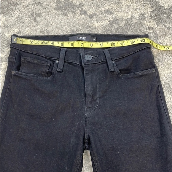 New Hudson Nico Straight Jeans Black Mid Rise Long Length Tall Sz 26 - Picture 7 of 11